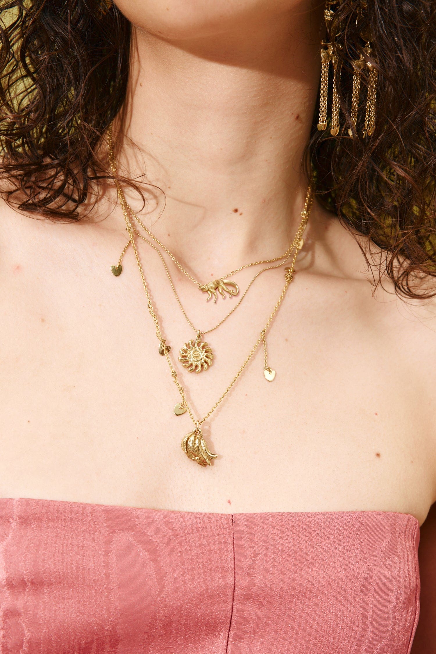 Alemaïs Jem collier multirang charms doré laiton