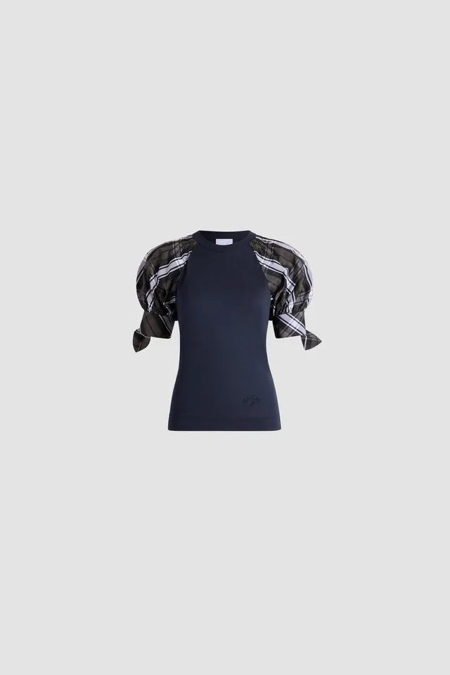 Patou JE257 t-shirt droit Midnight Blue coton bio manches nouées