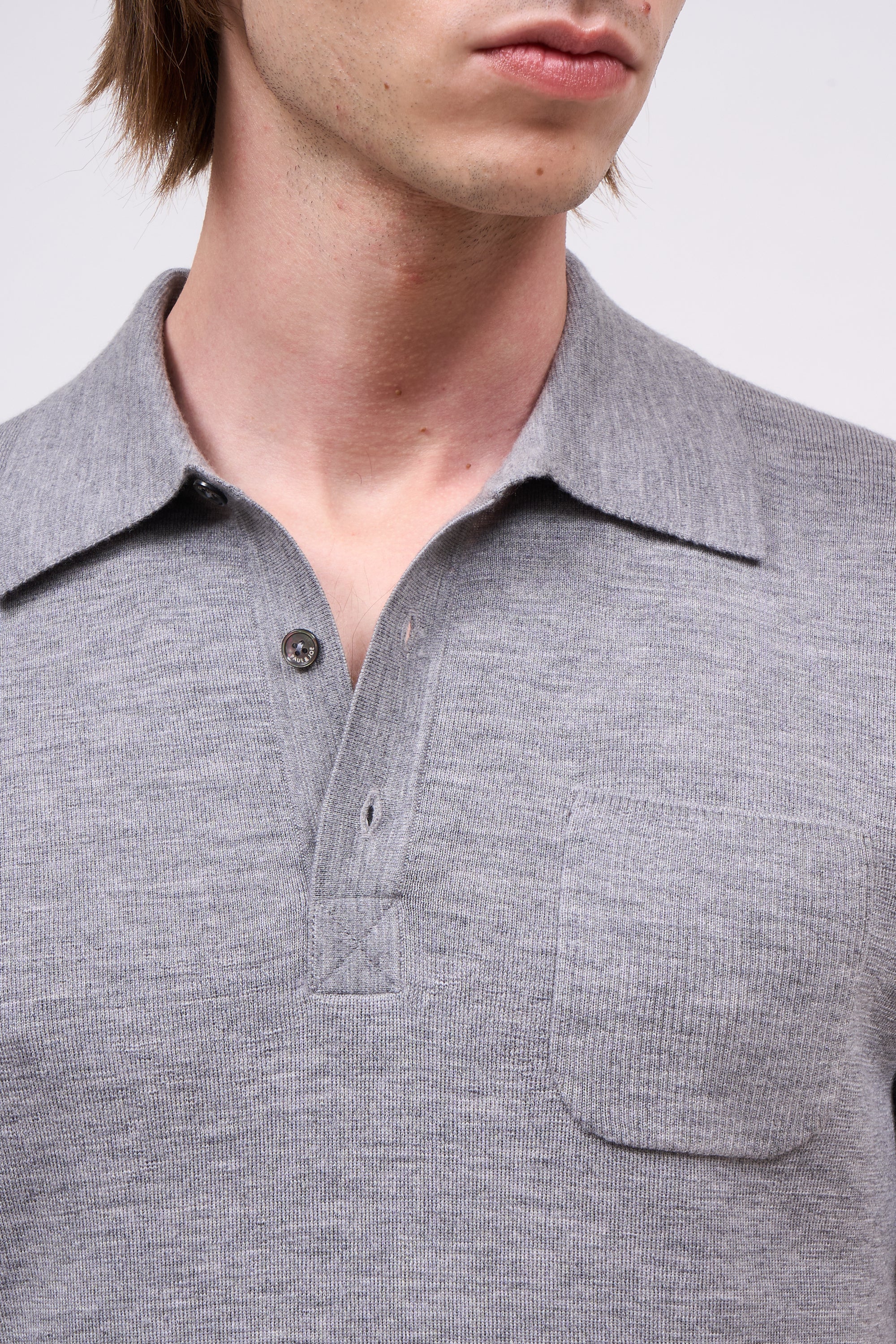 Paul & Joe Loan polo laine fine gris homme