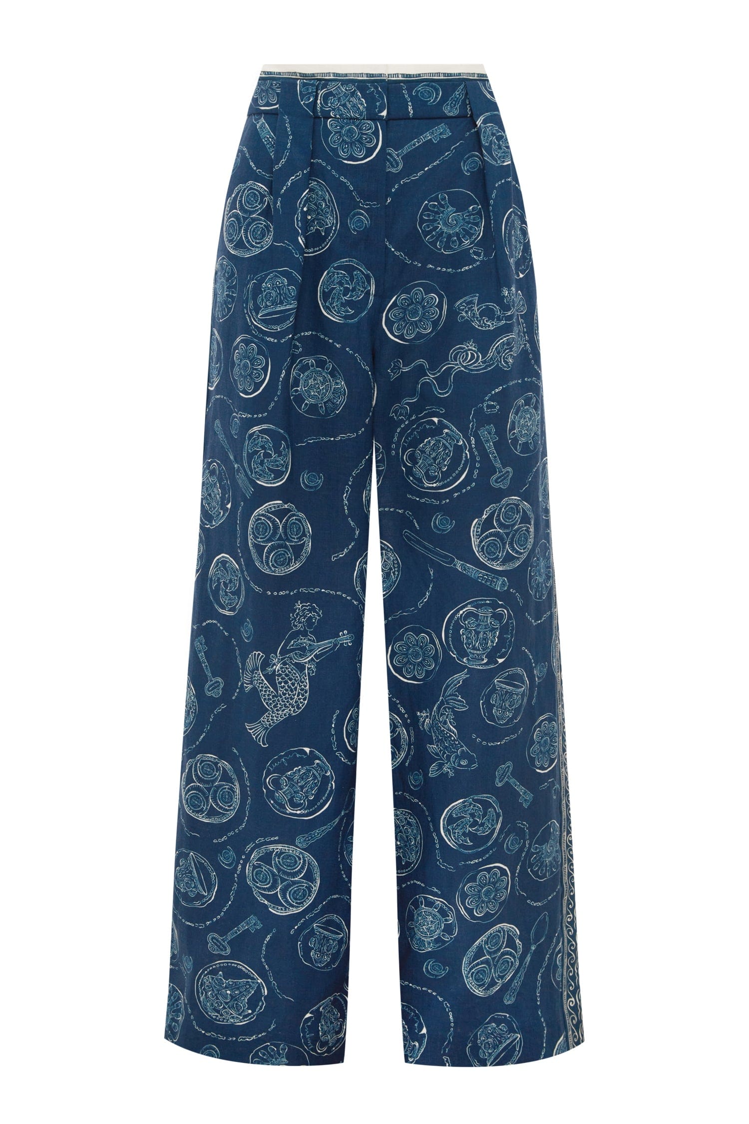 Alemaïs Lucky pantalon large lin taille haute imprimé
