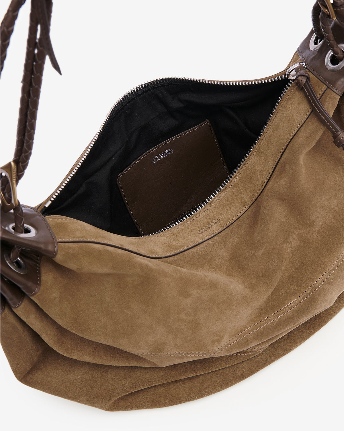 Isabel Marant Maia Large sac demi-lune cuir taupe