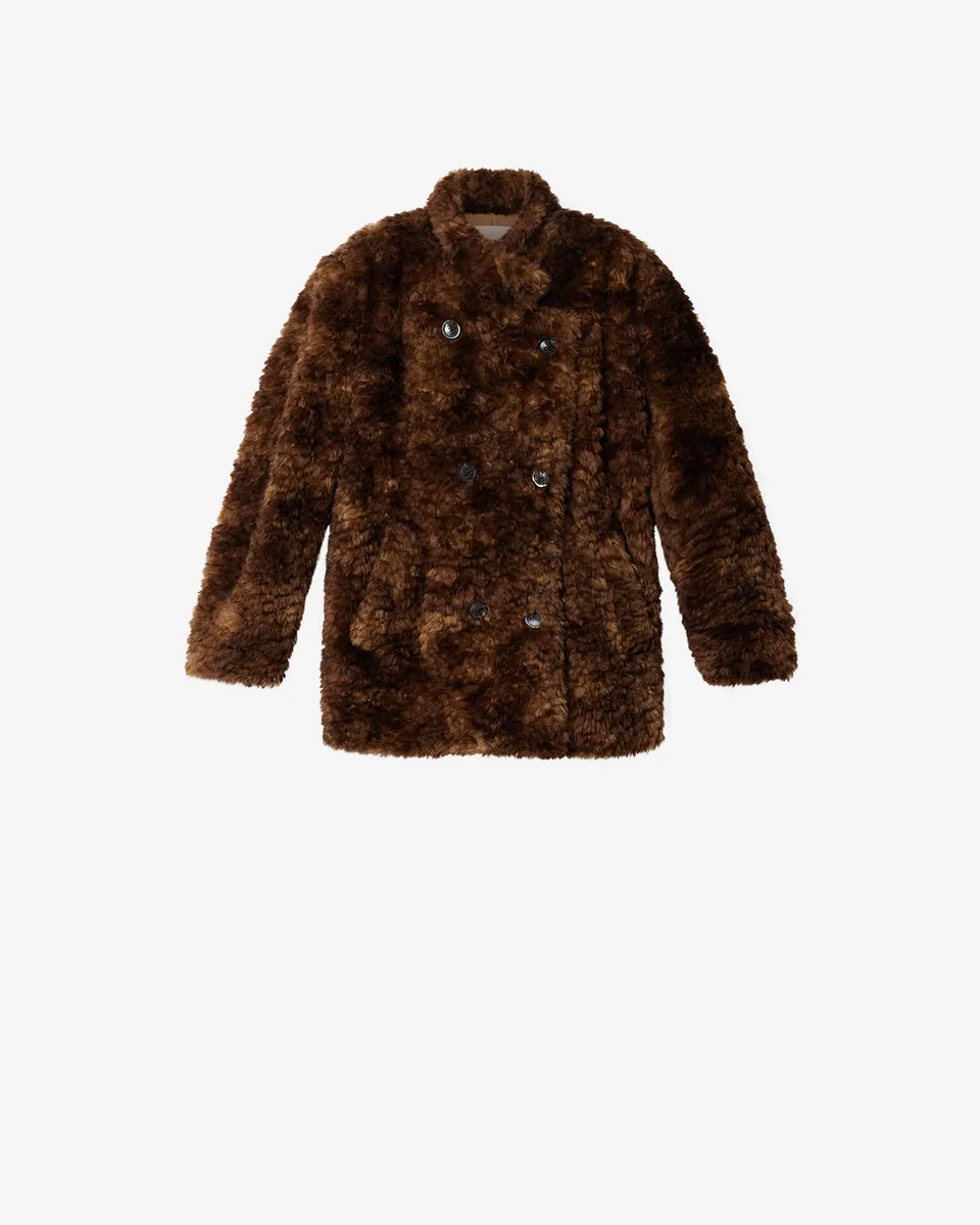 Isabel Marant Jya MA0554FA manteau marron fausse fourrure