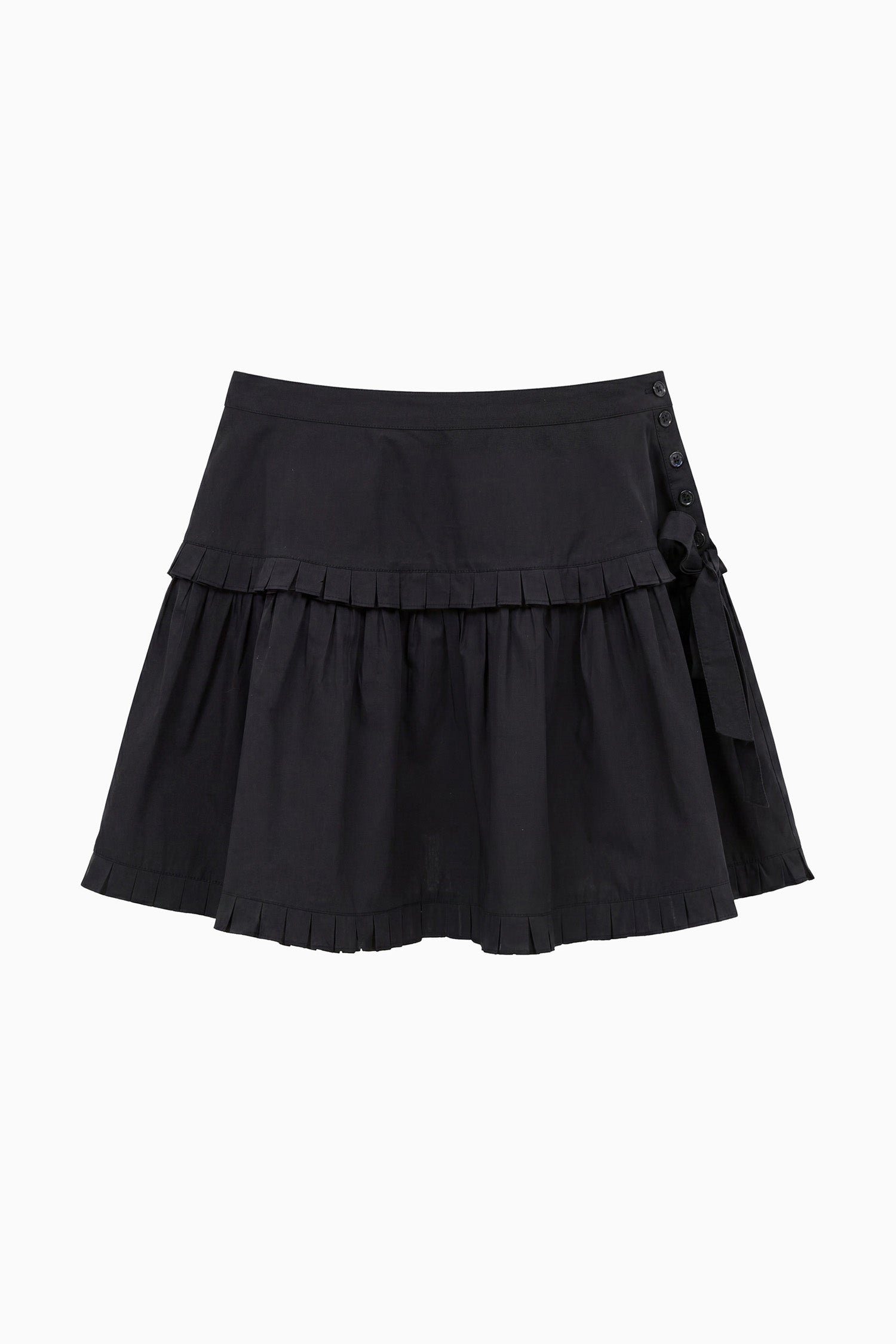 Ulla Johnson Elodie Jupe Coton Noir Mini Plissée