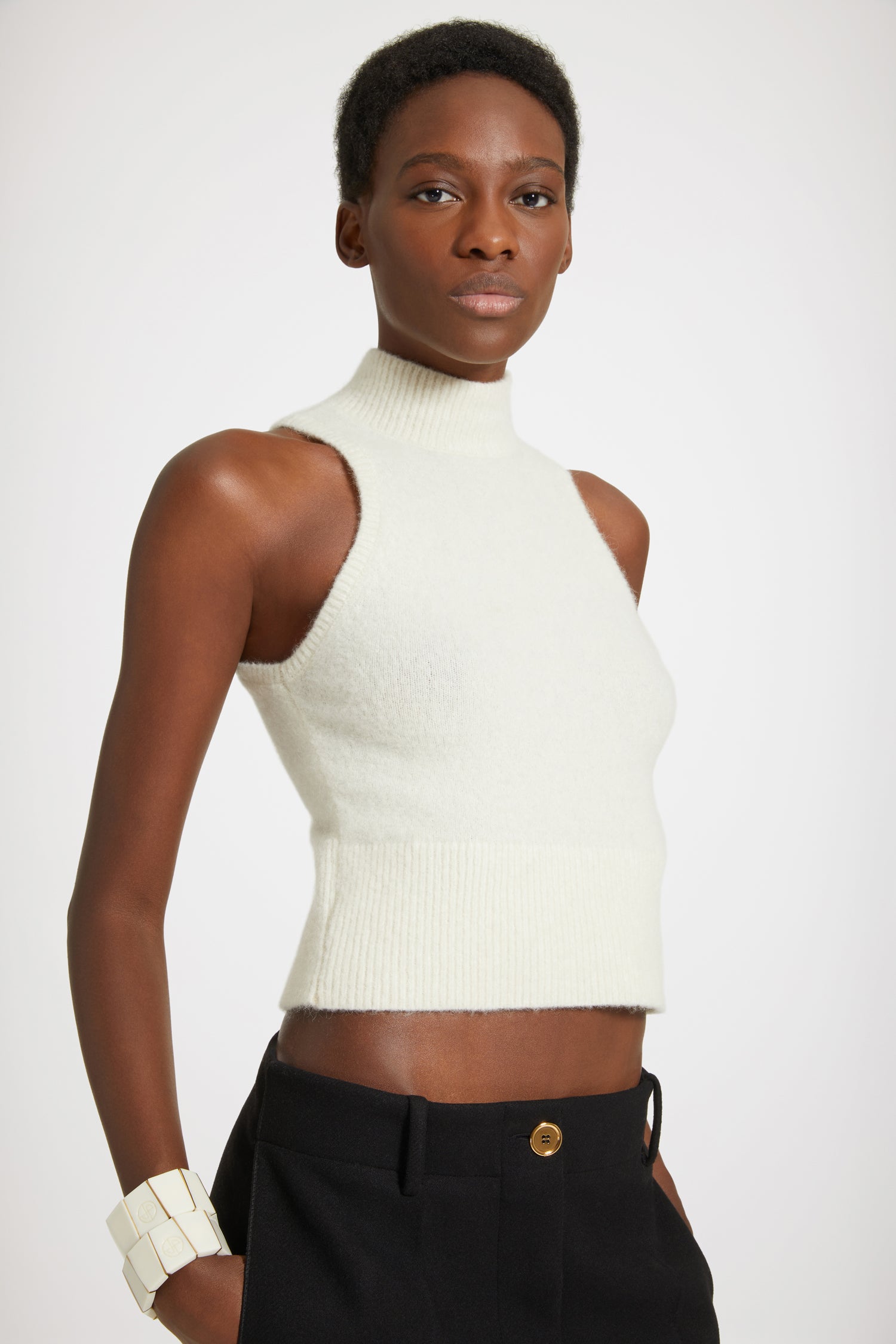 Patou KN150 H23KN1508065009A top maille alpaga blanc Avalanche
