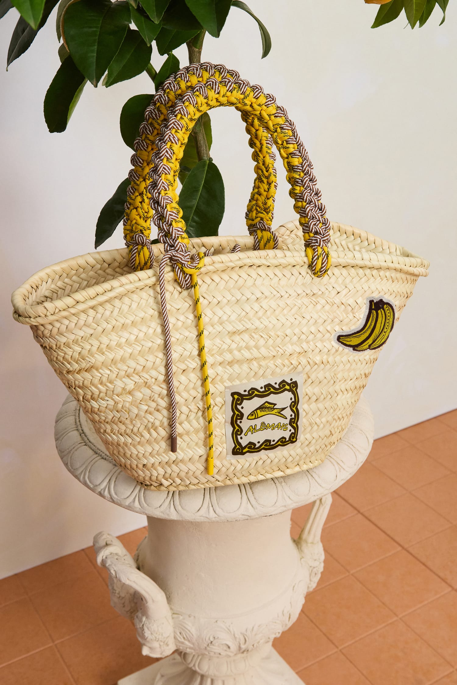 Alemäis Mona Midi Macrame panier feuille palmier taille unique