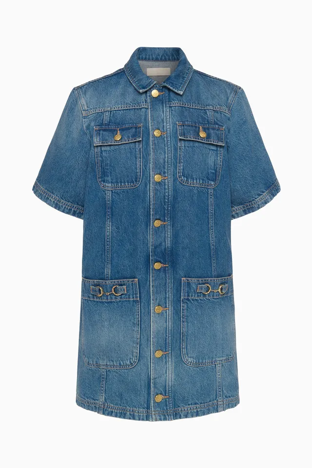 Ulla Johnson Denim robe en jean Painters Mini Danube coton