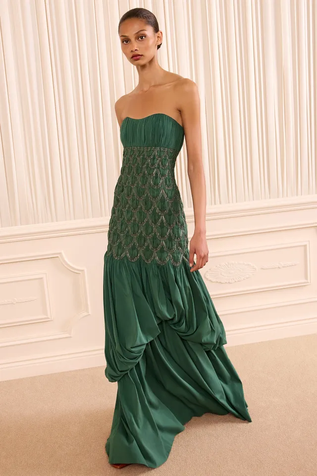 Ulla Johnson Octavine FA260153 robe longue Tourmaline verte