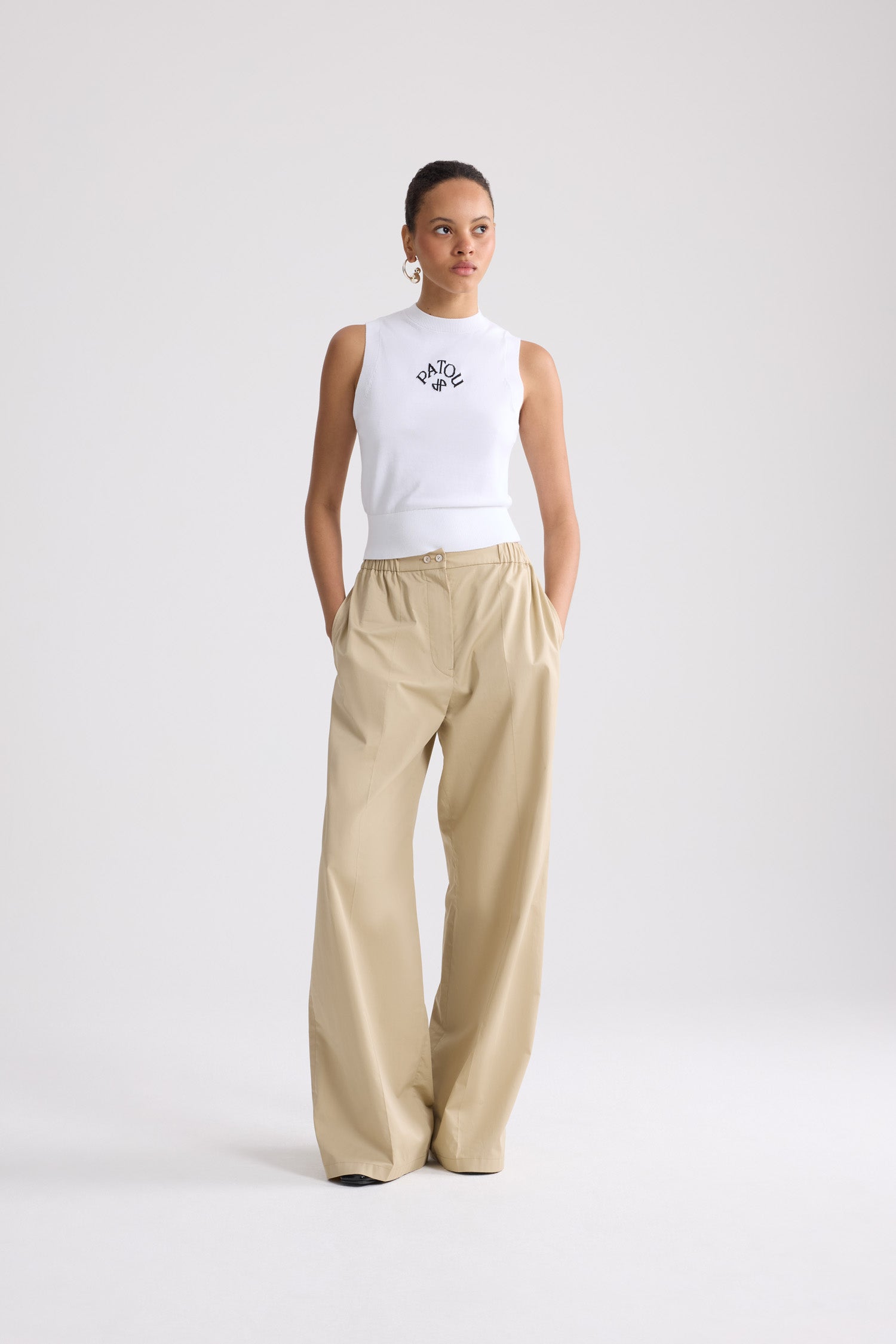 Patou top tricot sans manches KN346 coton bio blanc S