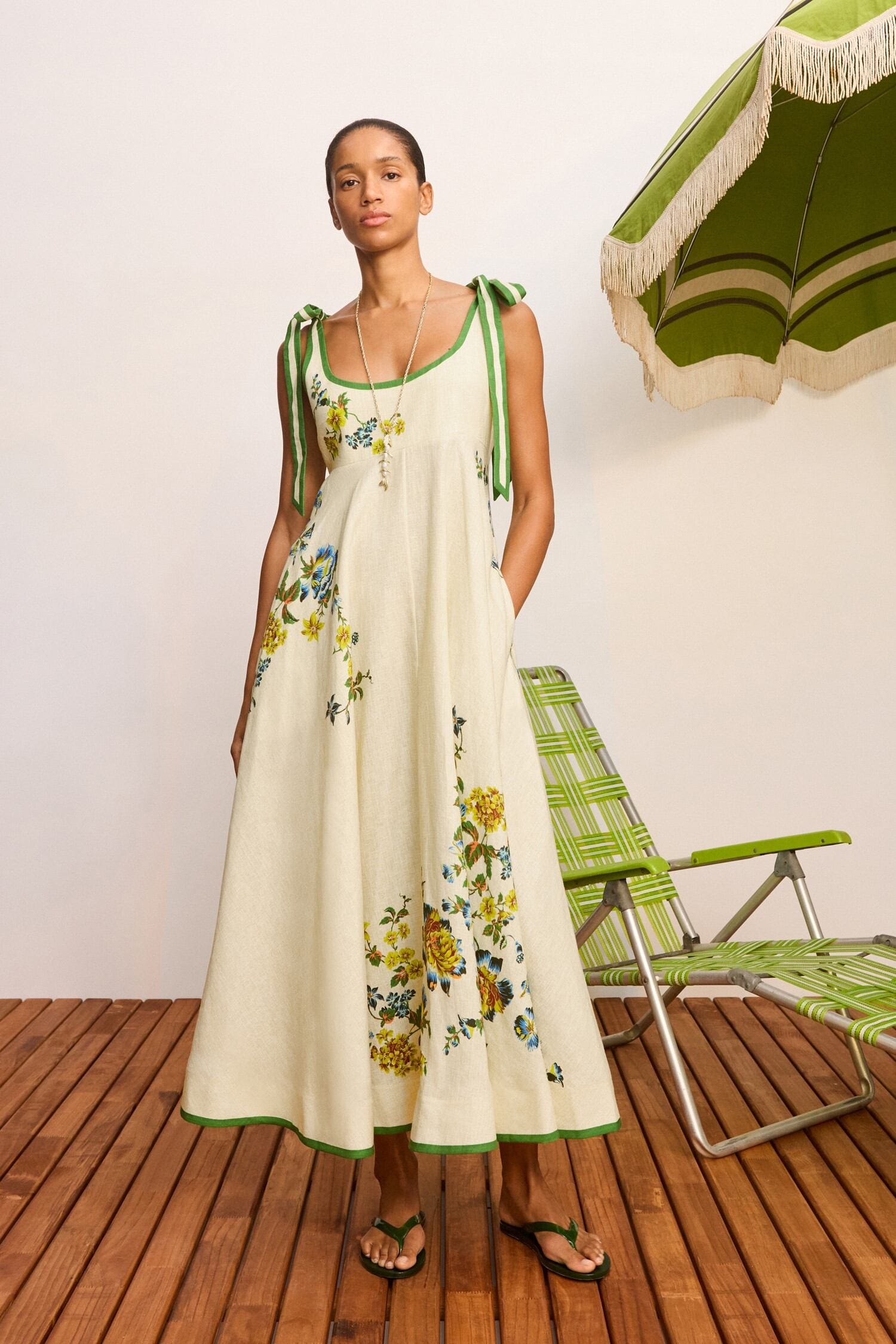 Alemaïs Phyllis robe midi sundress fleurie lin