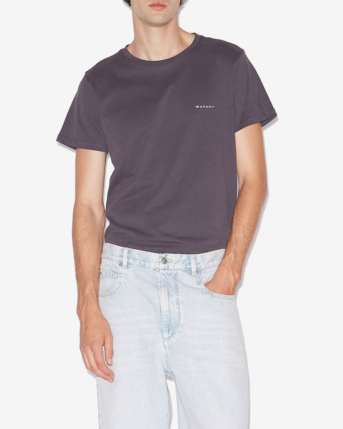 Isabel Marant Zafferh TS0047HA T-shirt bleu nuit coton