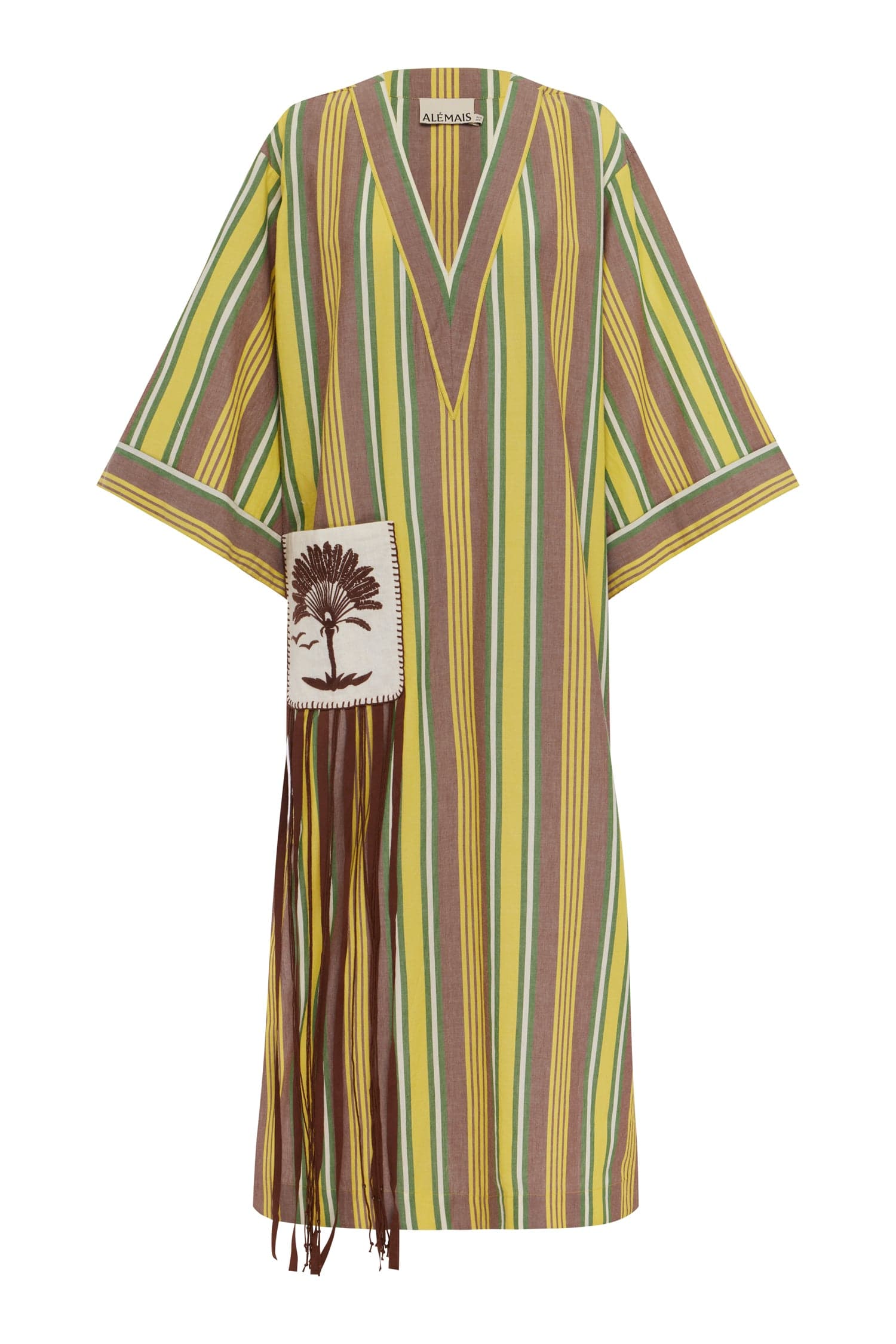 Alemäis Clover V Neck Midi Dress robe coton bio rayée