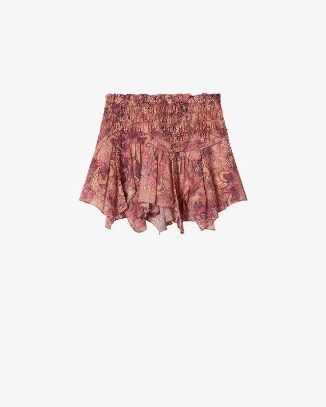 Isabel Marant Ceiva Jupe soie rose imprimé 34-44