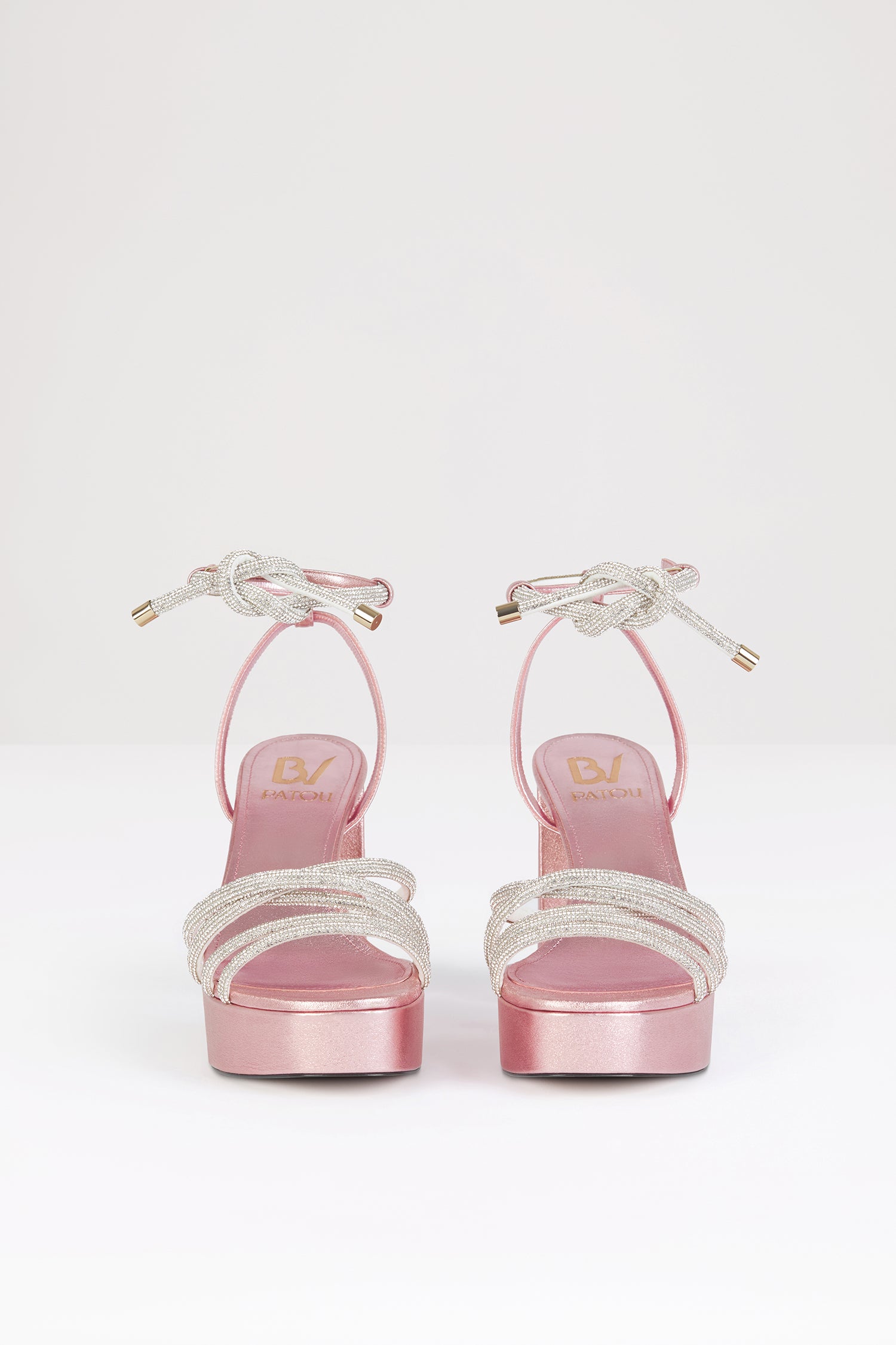Patou SP012 sandales roses cuir strass 11 cm