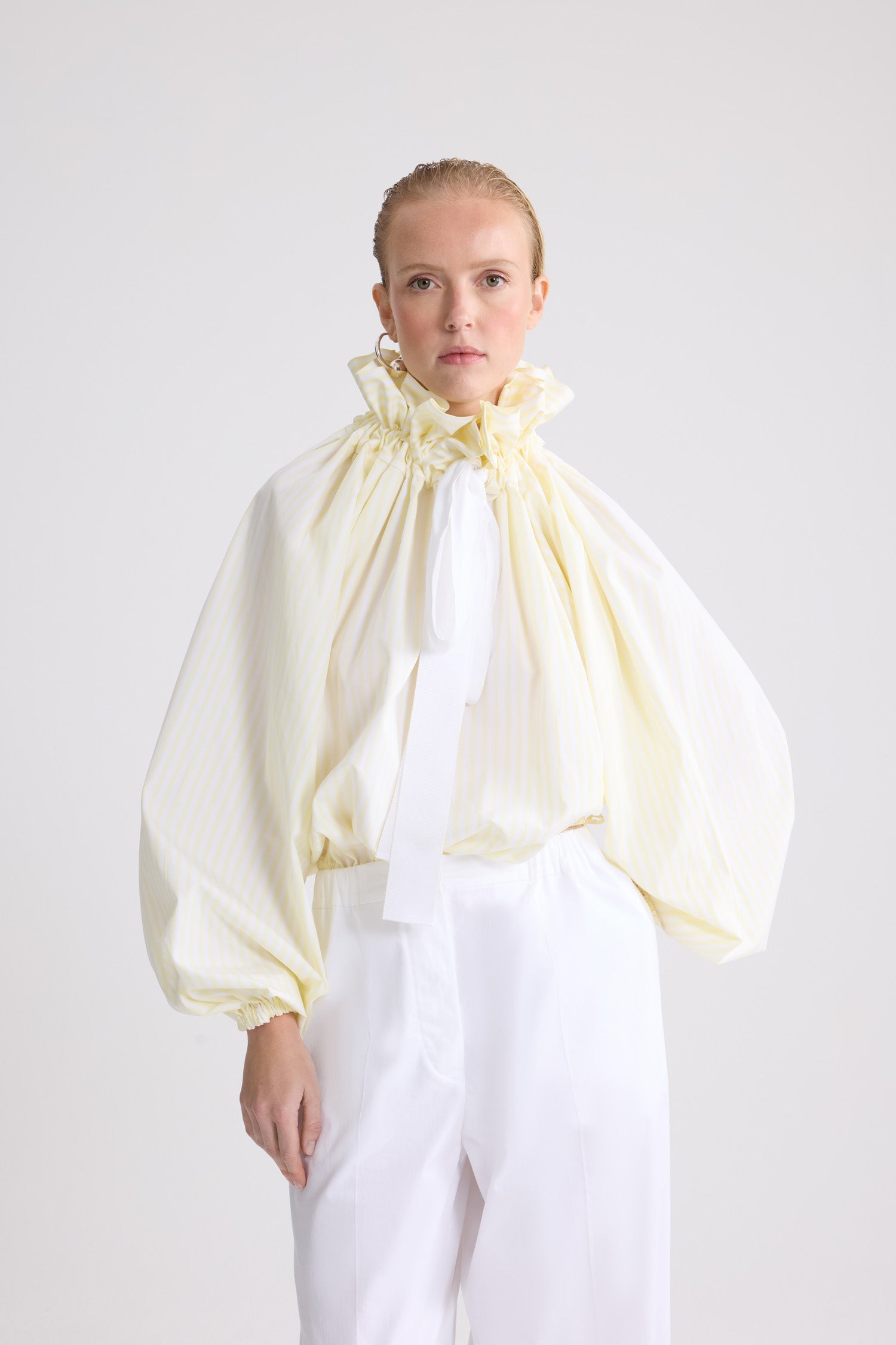 Patou TO017 top rayé jaune coton bio volumineux