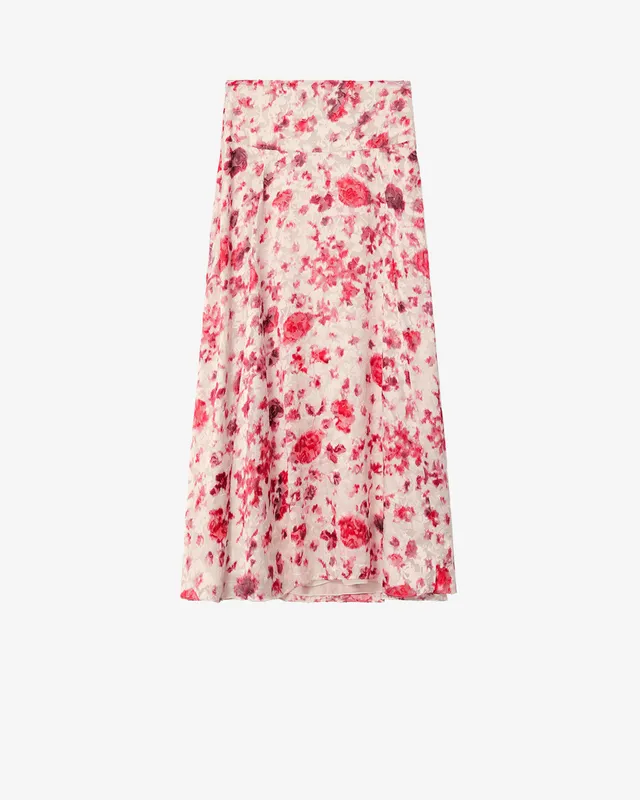 Isabel Marant Hilza jupe longue soie écru-rose