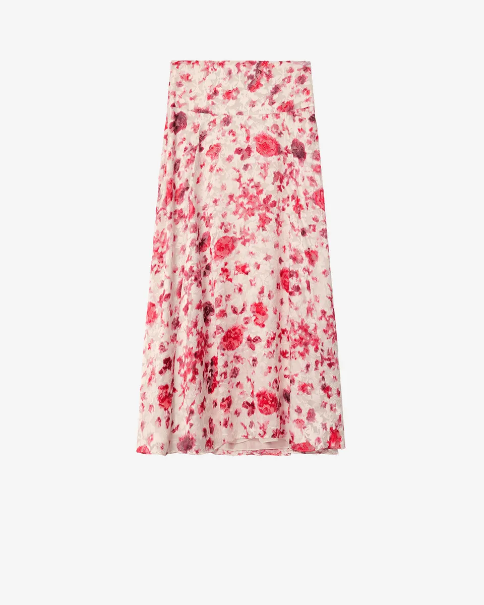 Isabel Marant Hilza jupe longue soie écru-rose
