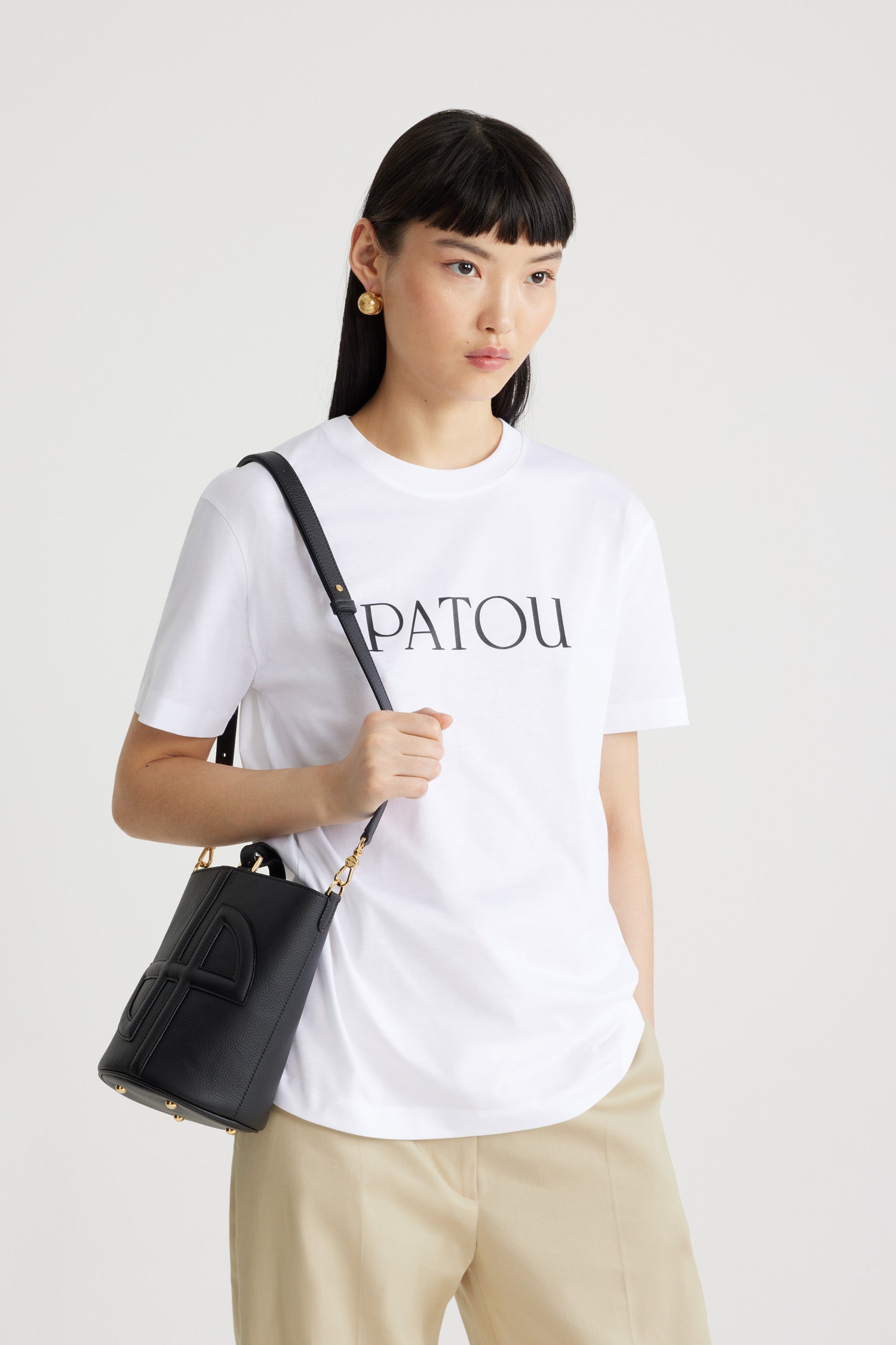 Patou JE0299999001W t-shirt blanc coton bio logo noir