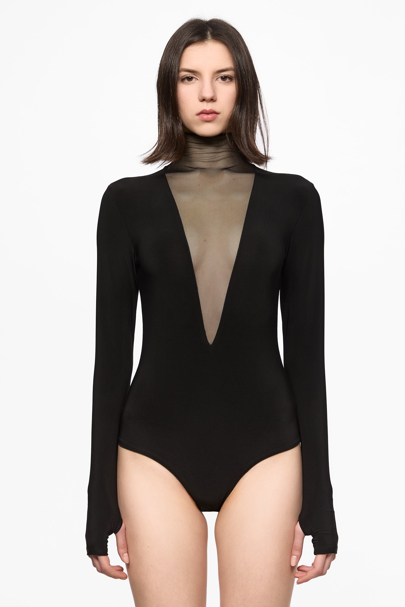 ATU Body Couture Black Bodysuit body noir col V S