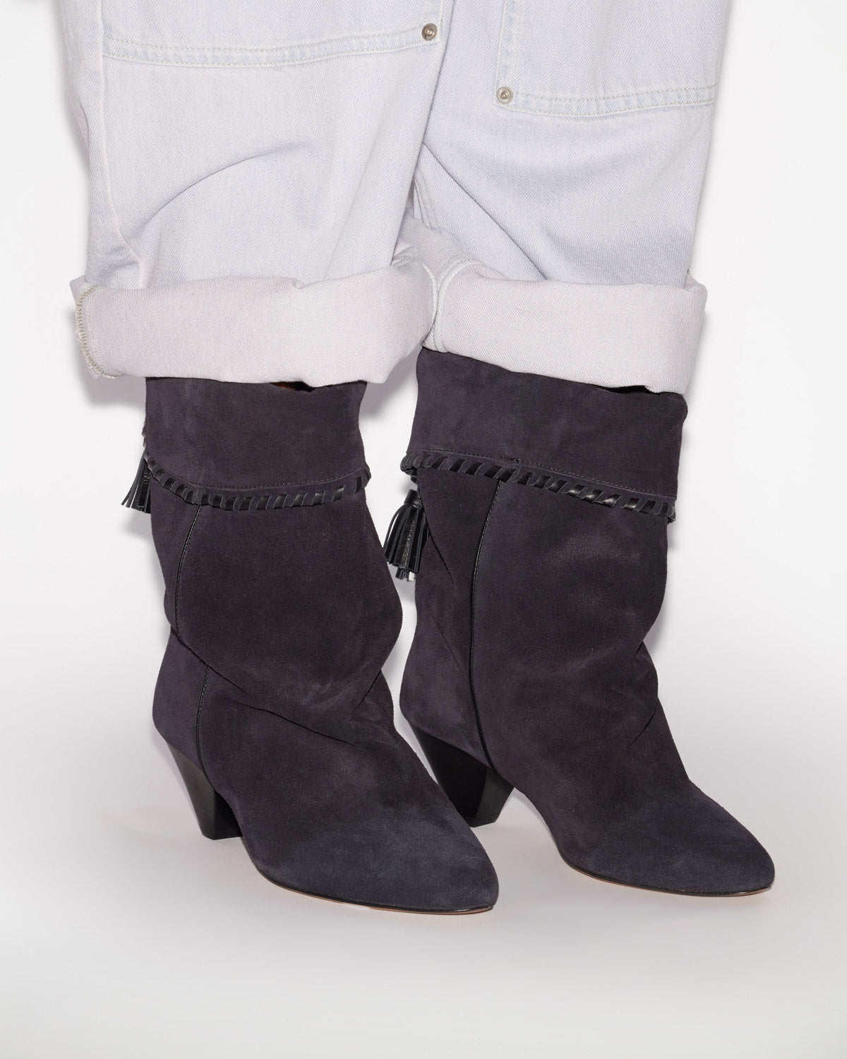 Isabel Marant Dalby BO0188FB boots cuir noir délavé