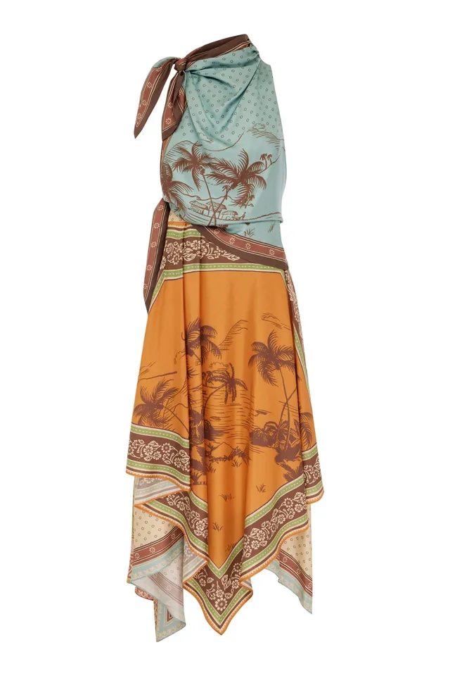 Alemais Alberta Scarf Midi robe soie sans manches