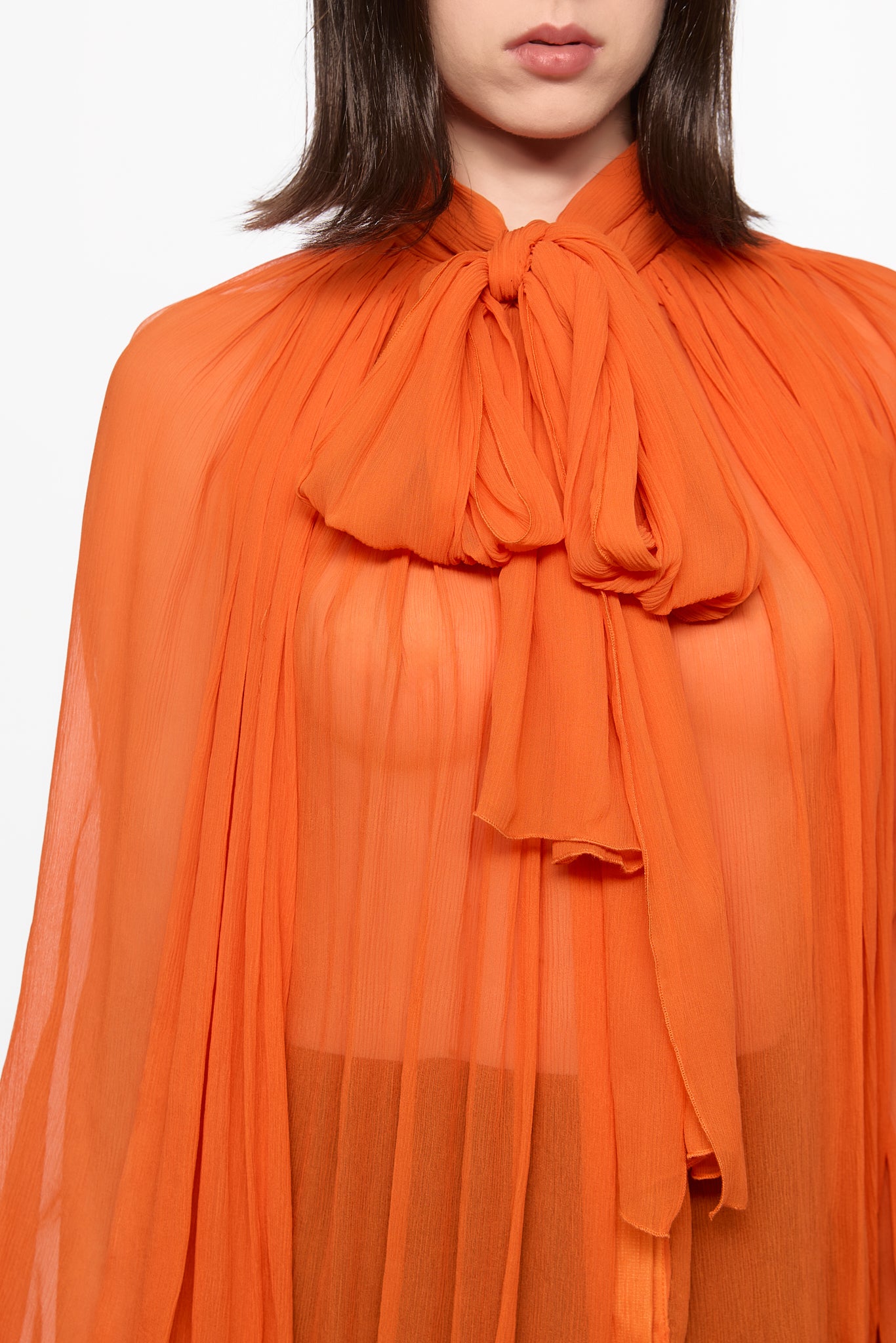 ATU Body Couture chemisier soie orange foulard chiffon