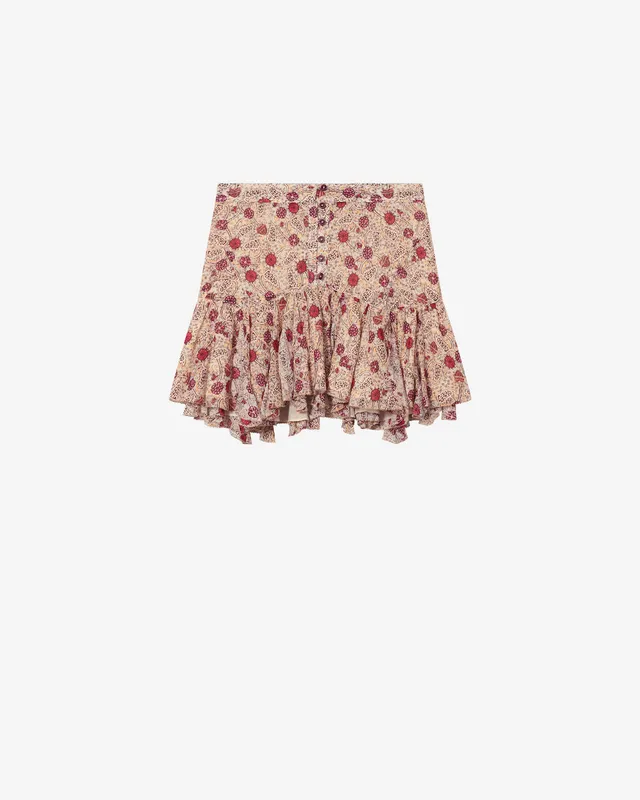 Isabel Marant Daneen Jupe Coton écru-framboise