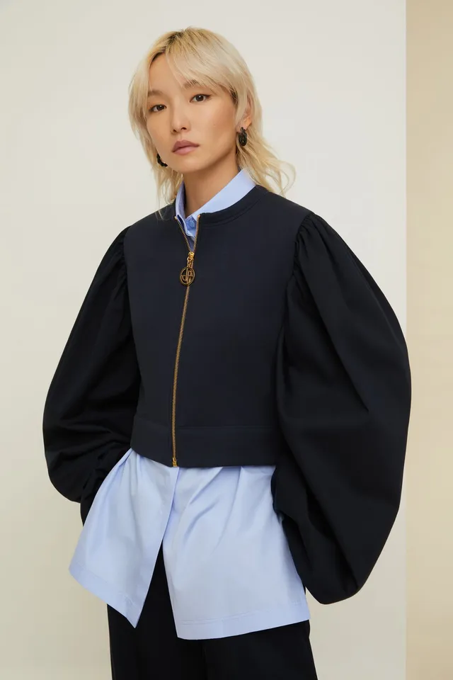 Patou JE045 sweat coton bio bleu marine manches ballon XS-M