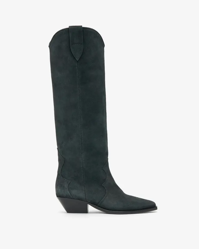 Isabel Marant Denvee bottes cuir noir délavé santiag
