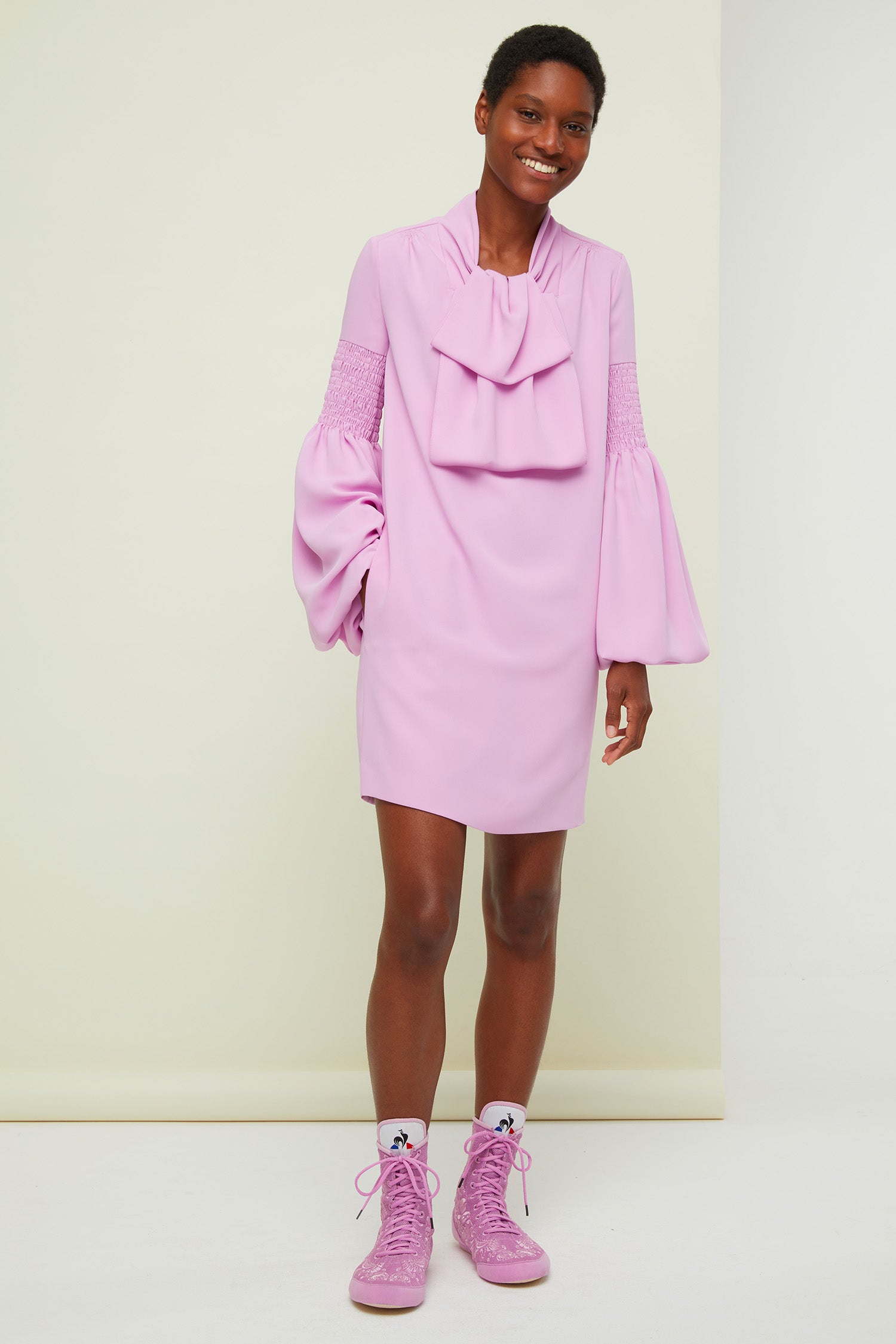 Patou DR011 mini robe lavallière lilas cady