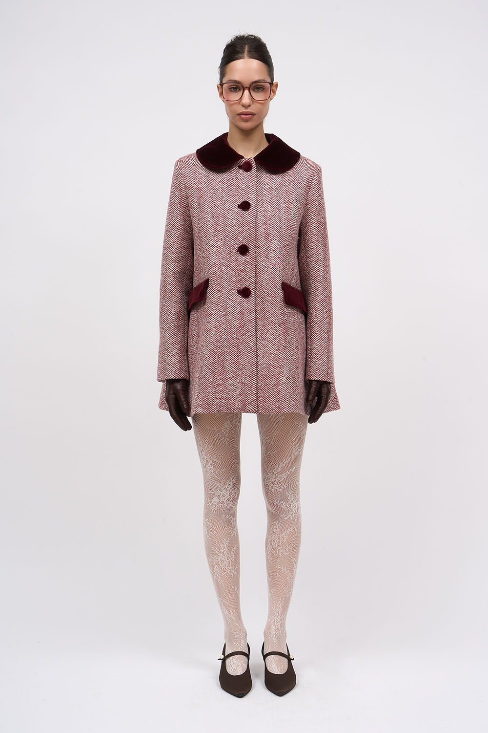 Paul & Joe veste Jocelin chevron laine écru bordeaux 36