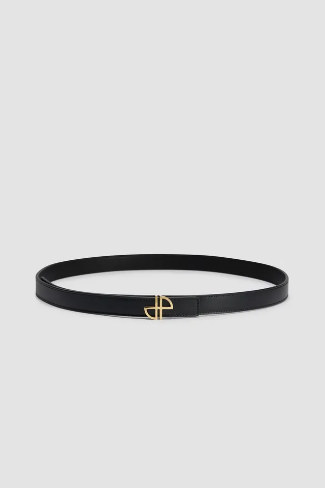 Patou ceinture fine cuir boucle JP noir réversible S