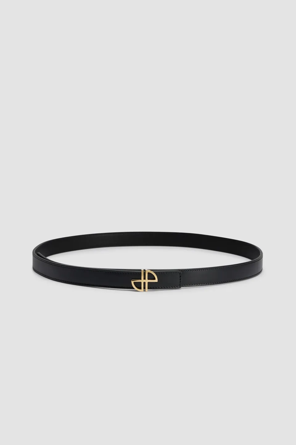 Patou ceinture fine cuir boucle JP noir réversible S