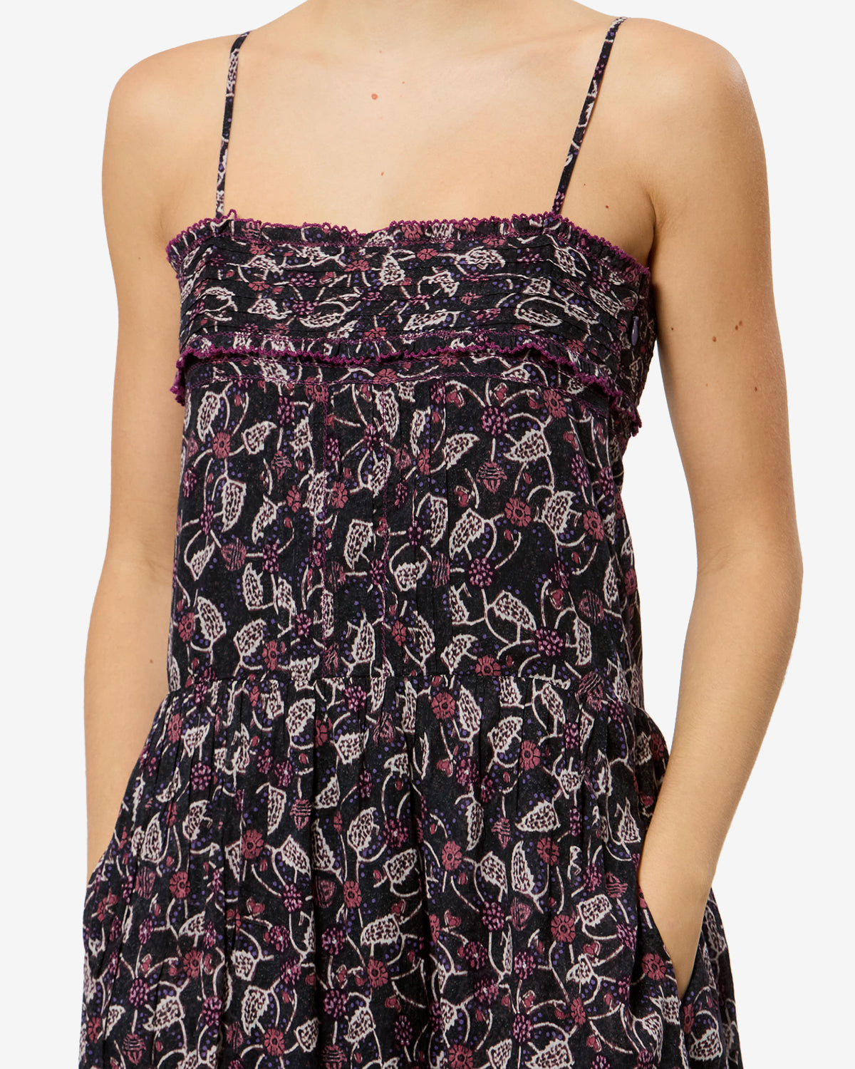 Isabel Marant Demy RO1177FA-D3J03E robe longue Noir Framboise