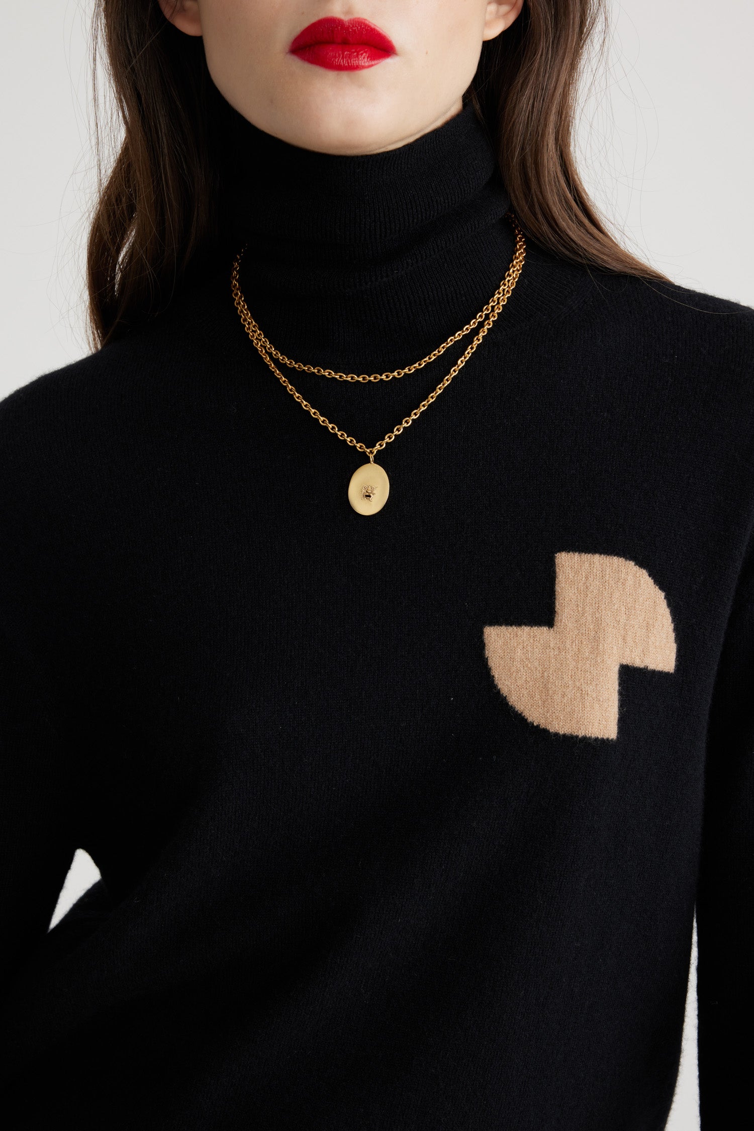 Patou Bocca JW121 collier laiton doré pendentif gold TU