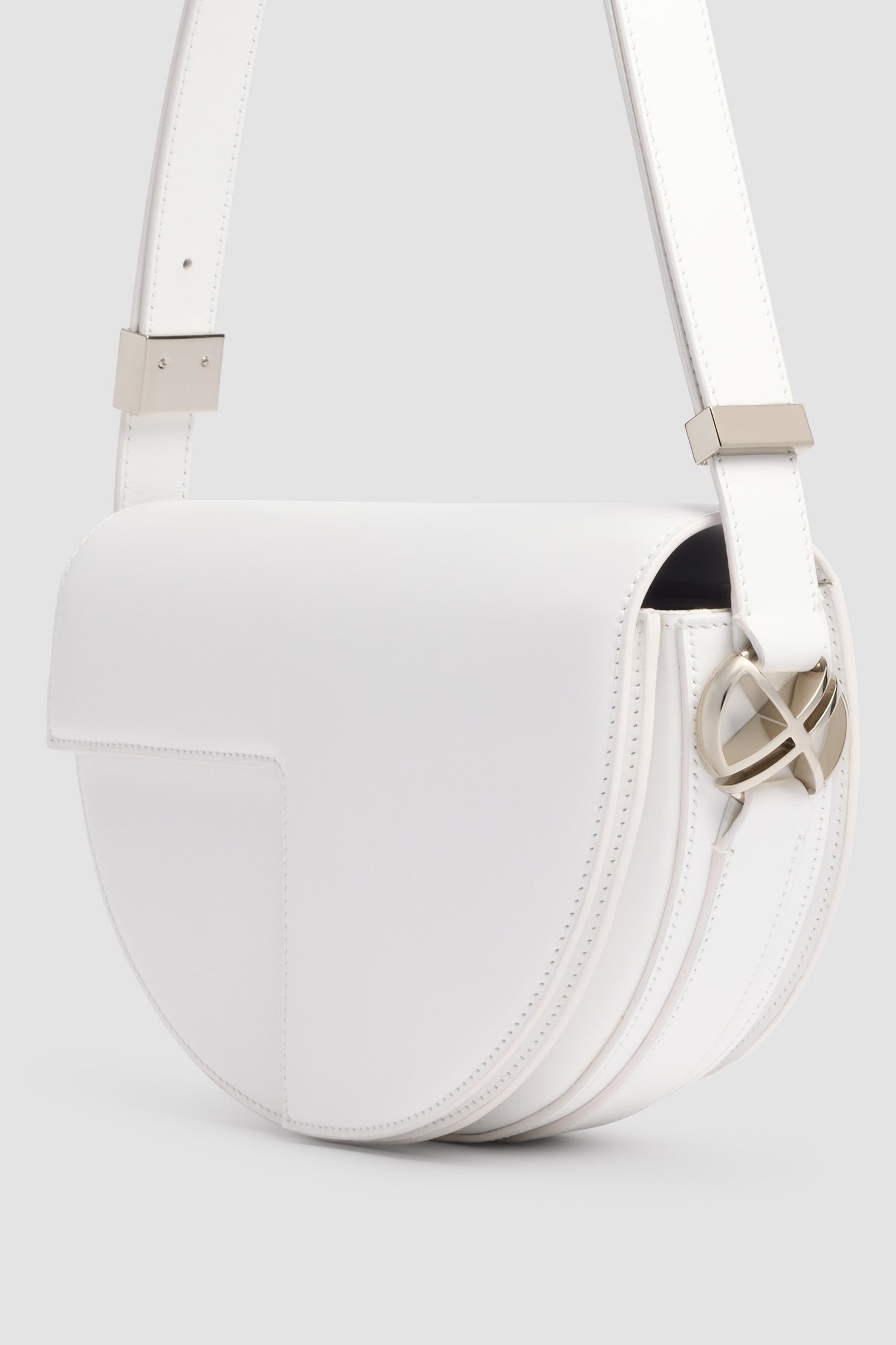 Patou Le Patou BA022 sac cuir blanc demi-lune White Silver TU