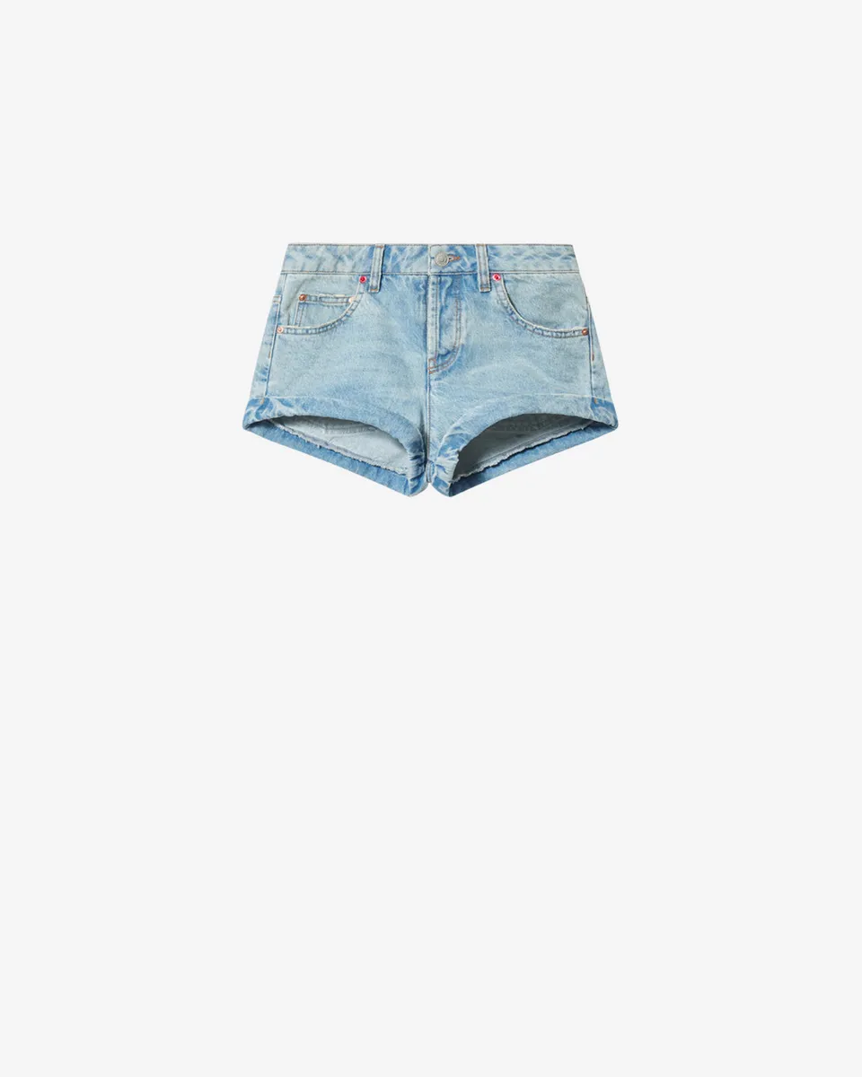 Isabel Marant Diloa short denim bleu vintage coton