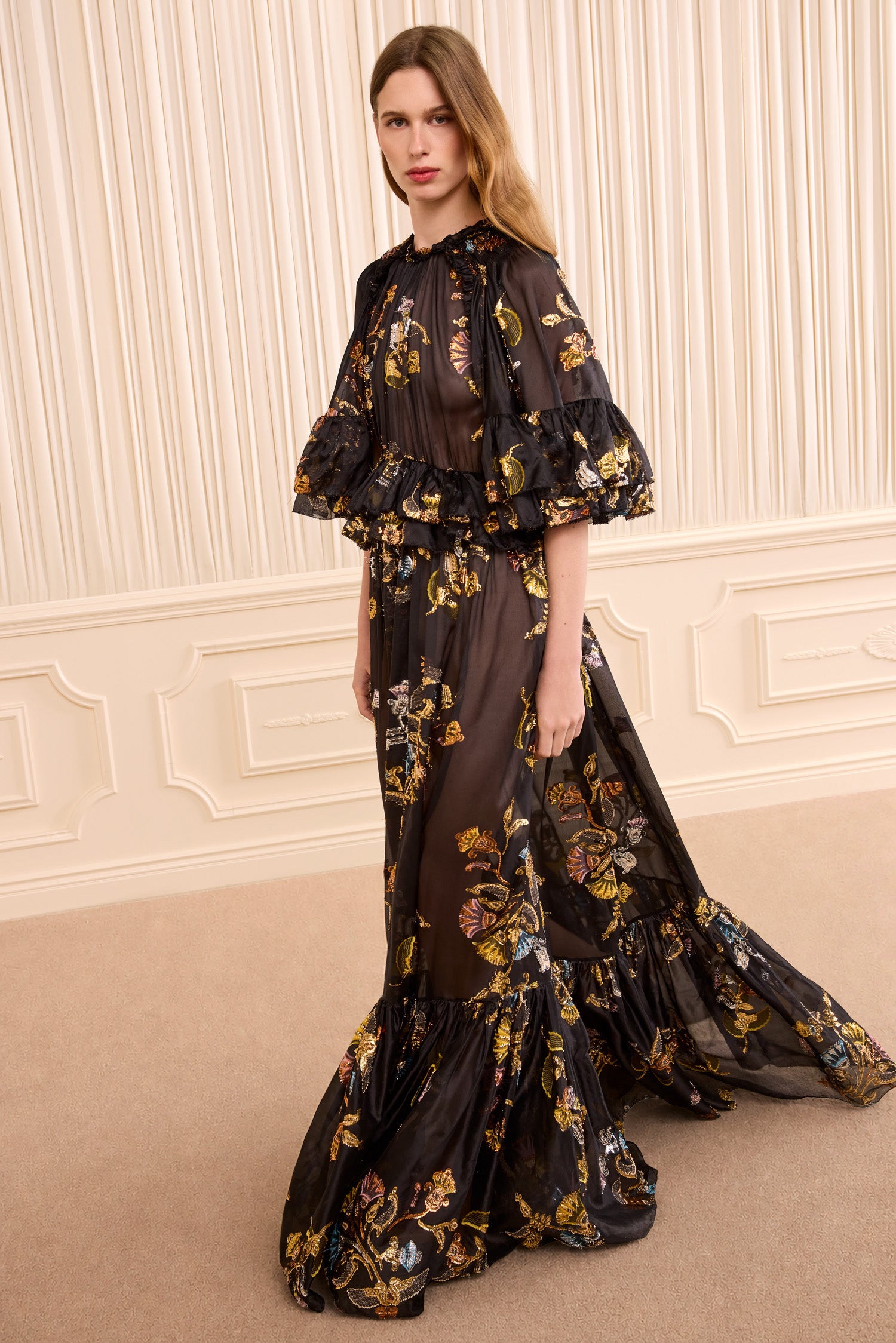 Ulla Johnson Dresses Diann Ruffled Silk Gown Raven noir soie