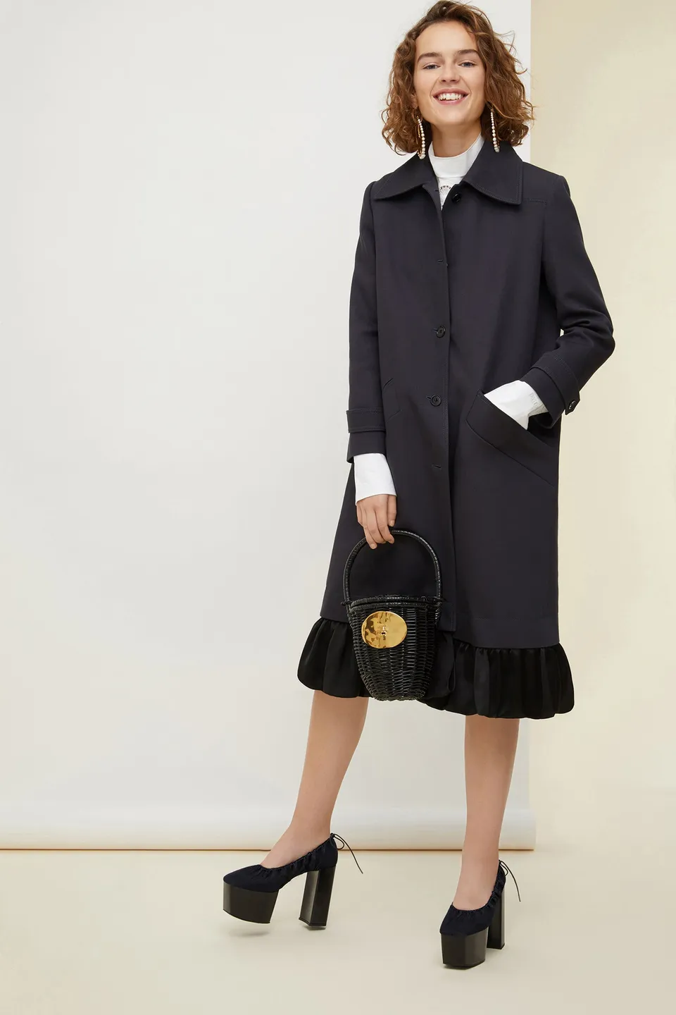 Patou P20CO0040025960A manteau gabardine Storm volant