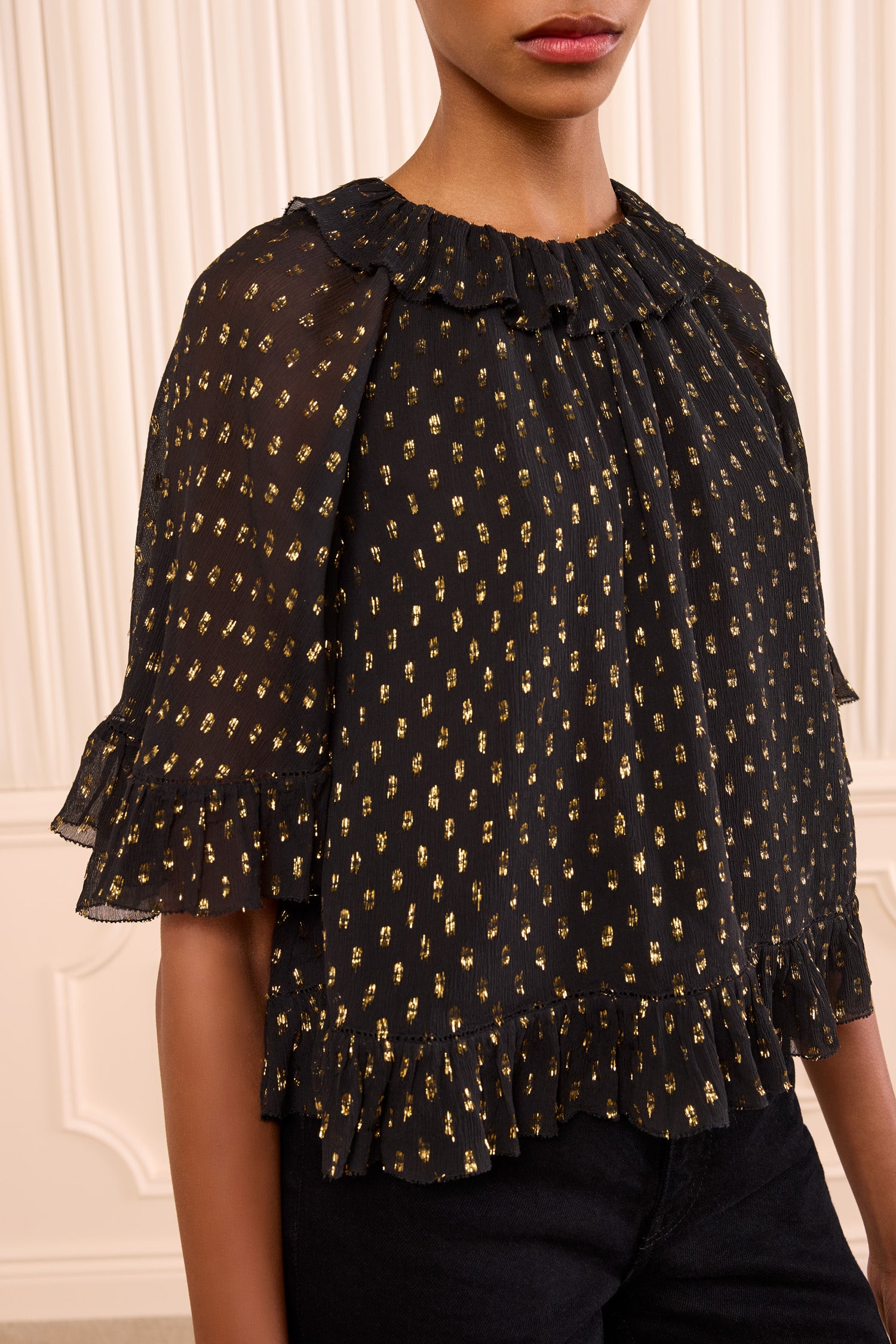 Ulla Johnson Minna blouse noir soie volants