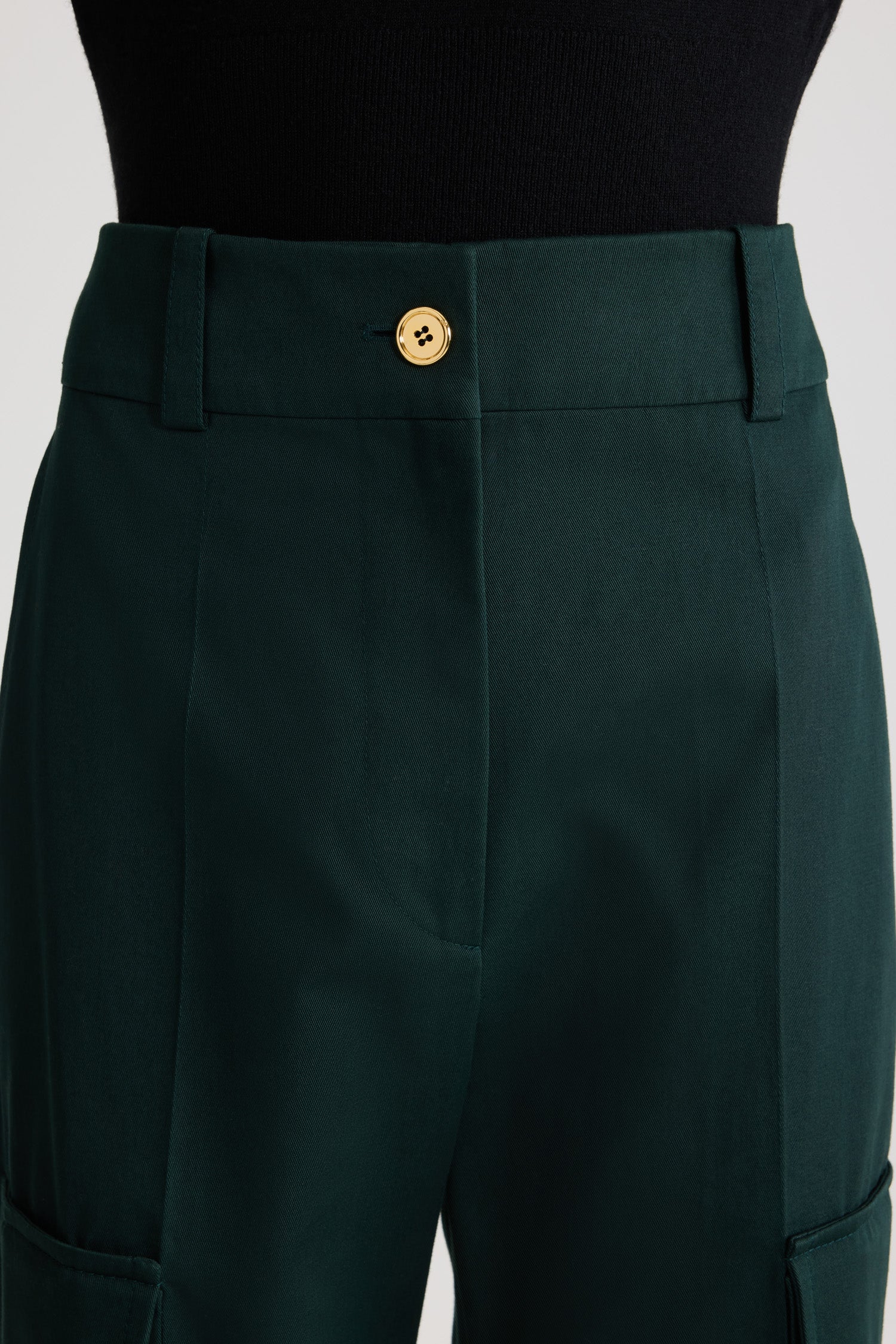 Patou TR055 pantalon cargo évasé coton vert Garden Green