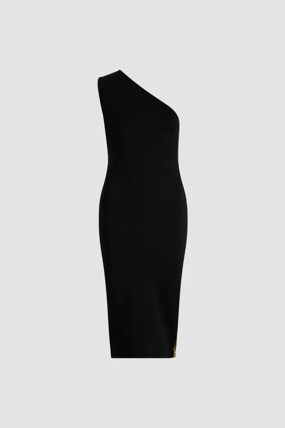 Patou KN246 robe midi noire une épaule crépon