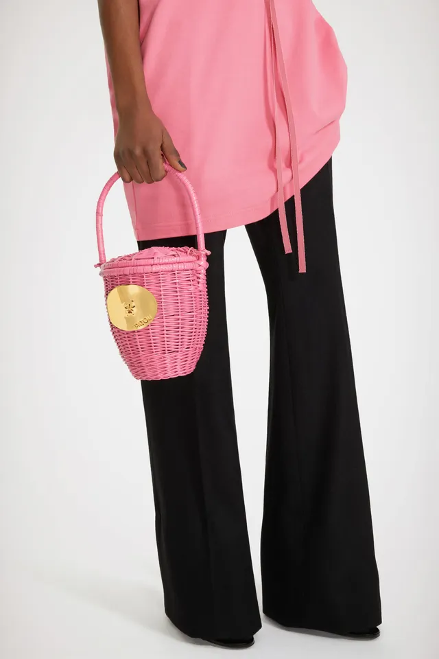 Patou AC003 sac seau osier rose Darling Pink