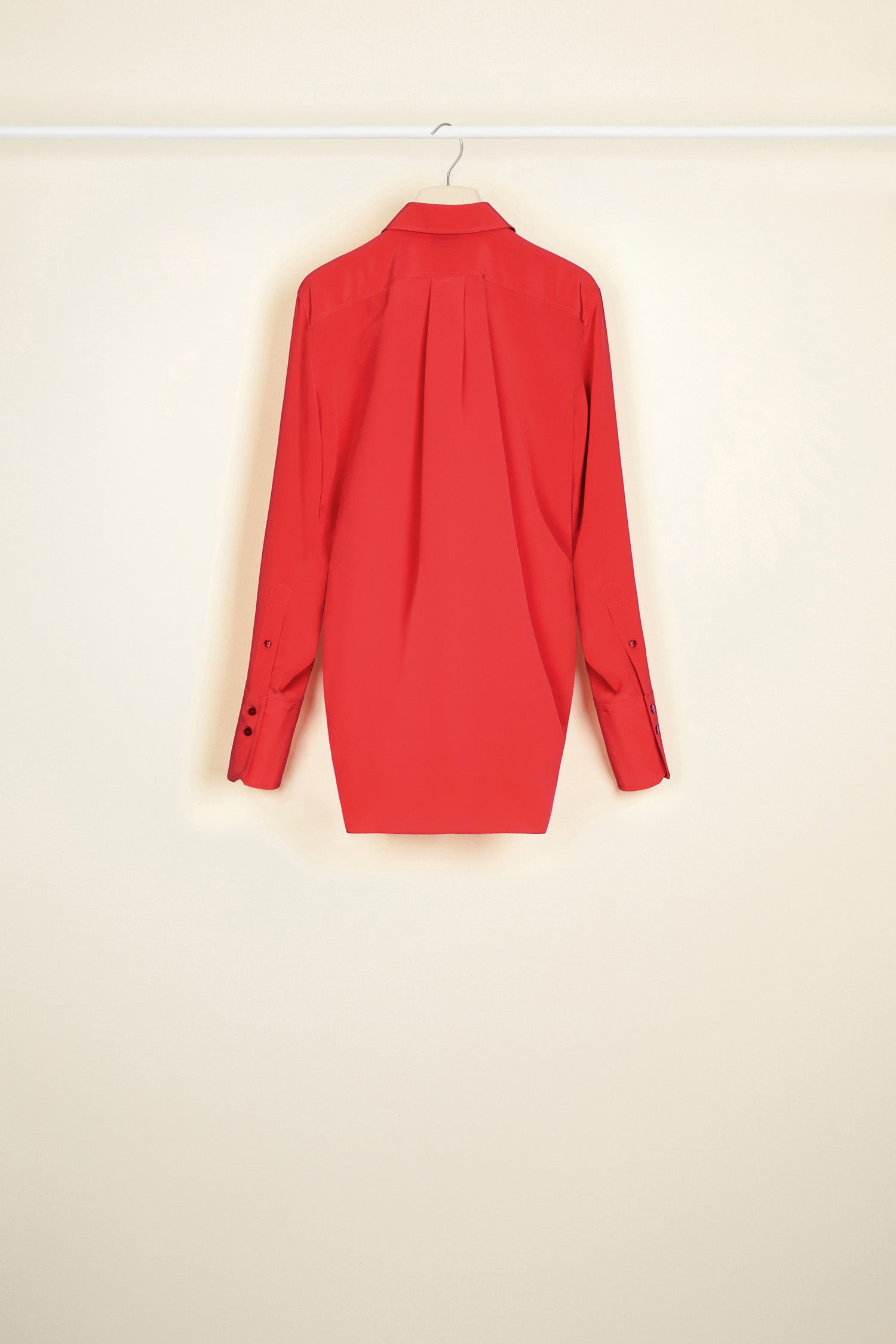 Patou BL003 blouse soie drapée rouge capucine