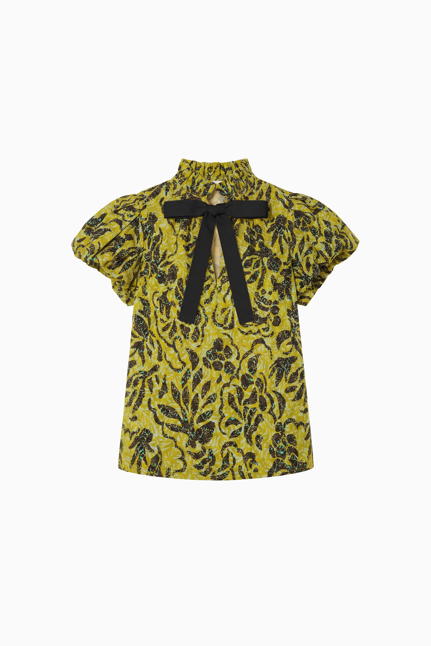 Ulla Johnson Estela haut coton Chartreuse manches courtes