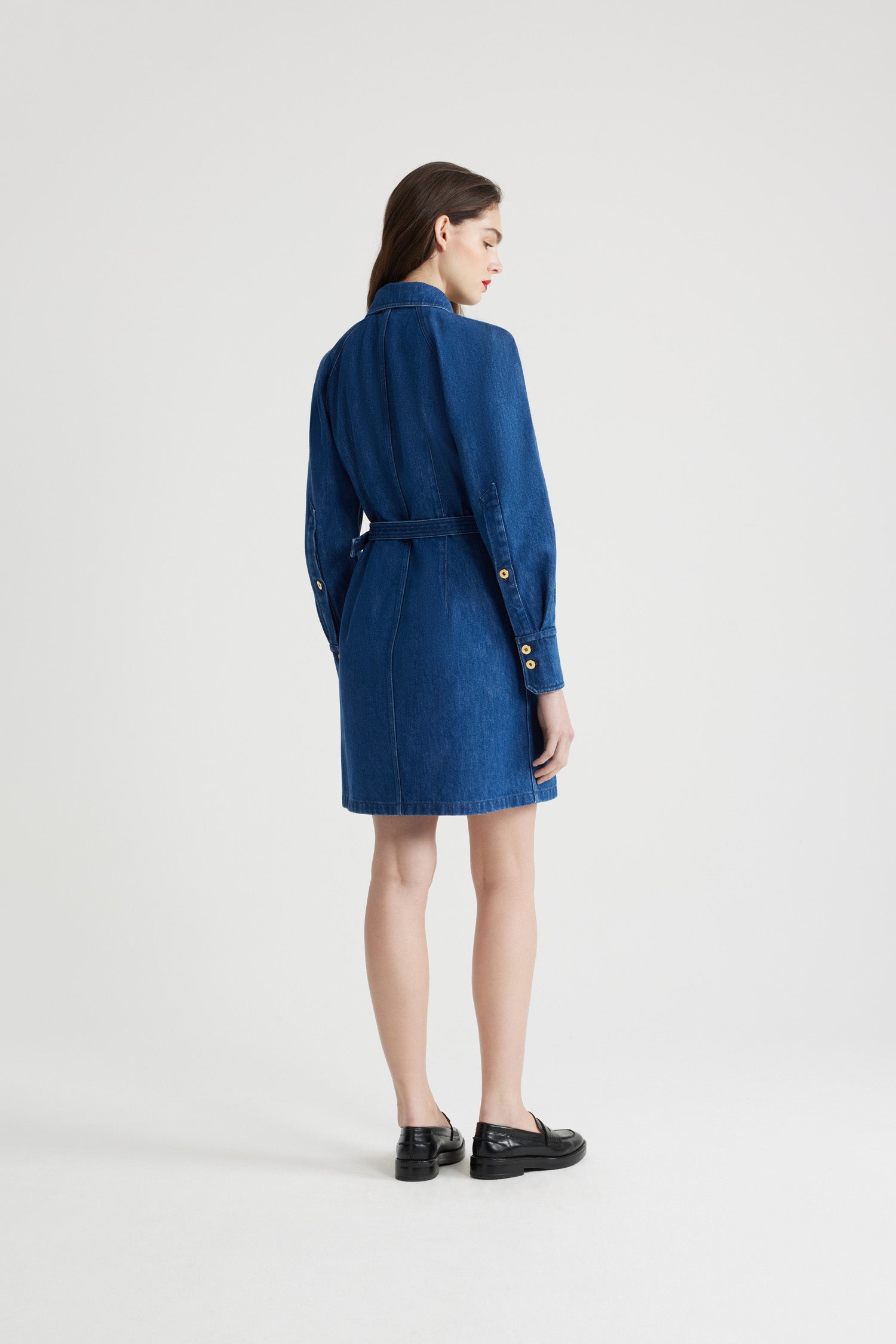 Patou Denim robe chemise DR152 Stonewash denim bio courte