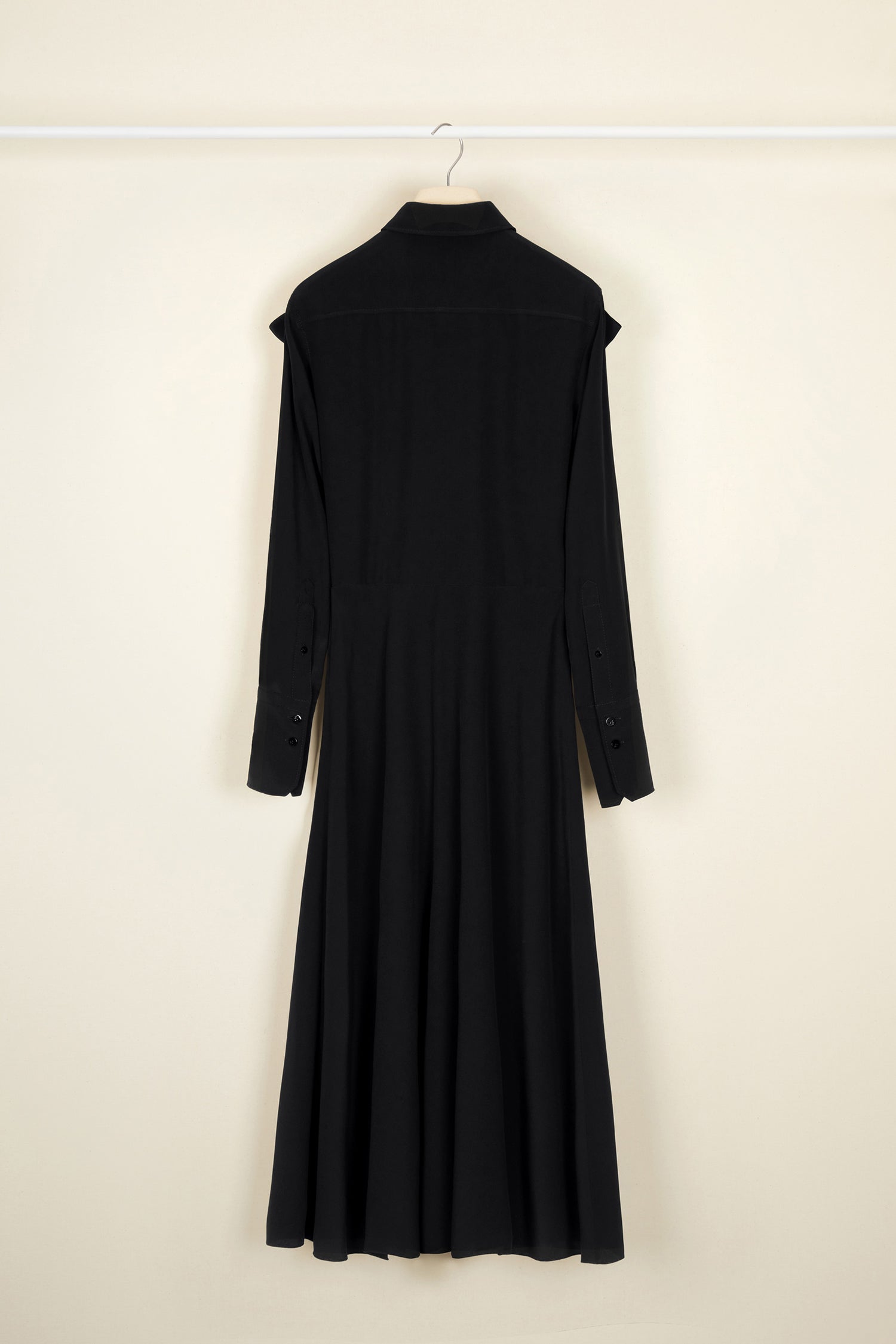 Patou DR050 robe midi soie noire col nœud 34-44