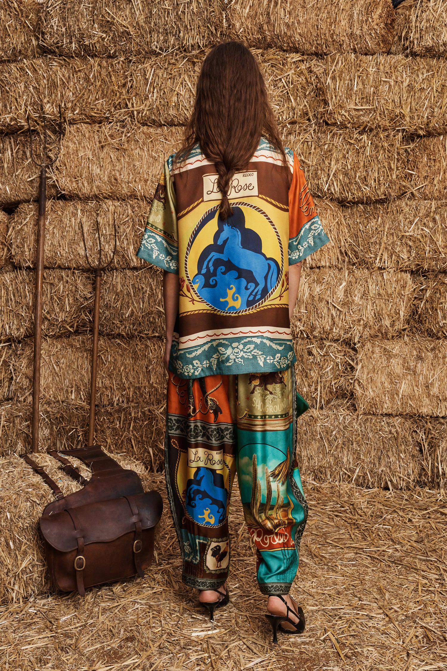 Alemäis Ace chemise en soie imprimé carte postale