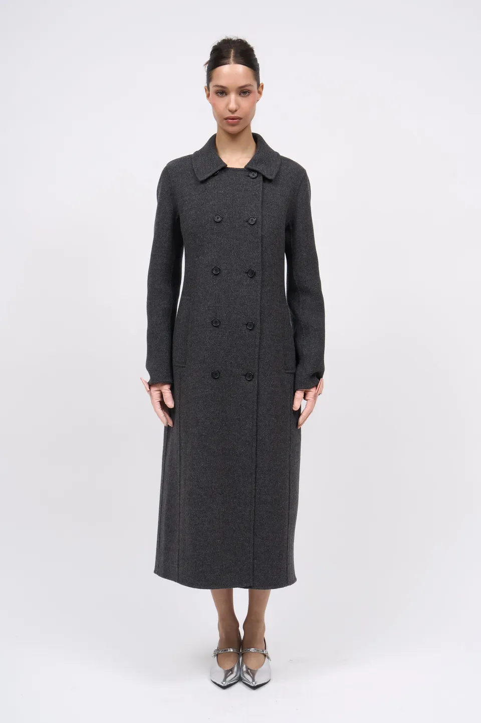 Paul & Joe Trieste manteau long double face anthracite midi