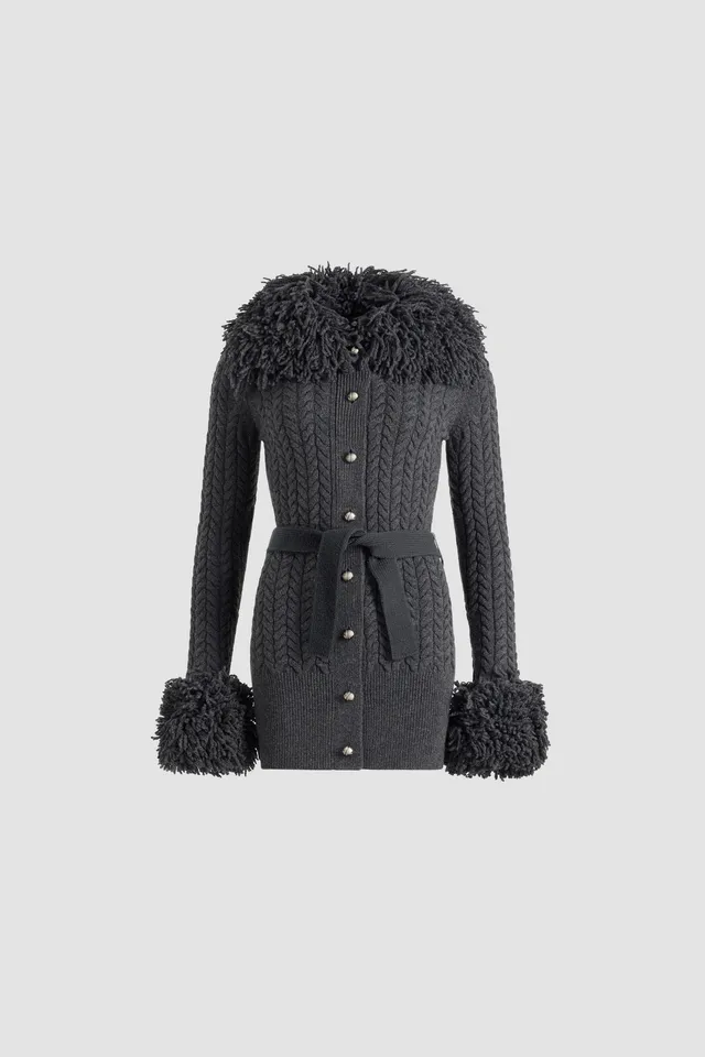 Patou KN282 cardigan laine cachemire gris Mercury
