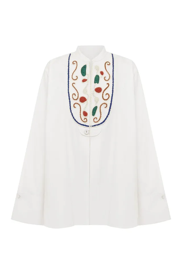 Alemäis Velora Chemise Coton Broderie Raphia